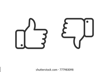 Like and dislike icons set. Thumbs up and thumbs down. Vector illustration.