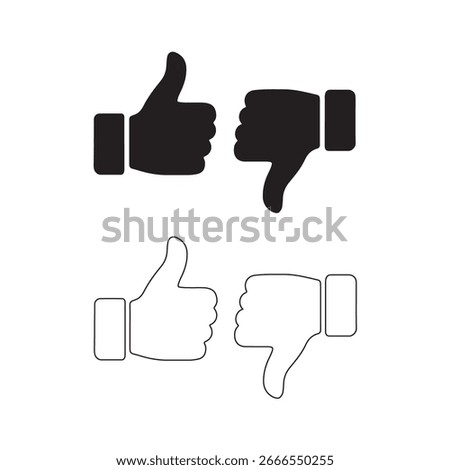 Like and dislike icons set. Thumbs up and thumbs down Vector 