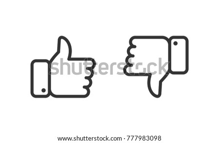 Like and dislike icons set. Thumbs up and thumbs down. Vector illustration.