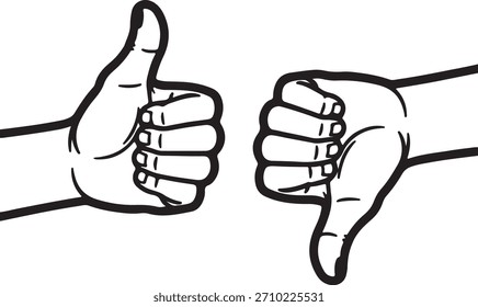  Conjunto de iconos de me gusta y no me gusta, Vector, ilustración, pegatina