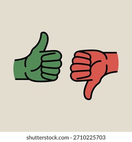  Conjunto de iconos de me gusta y no me gusta, Vector, ilustración, pegatina