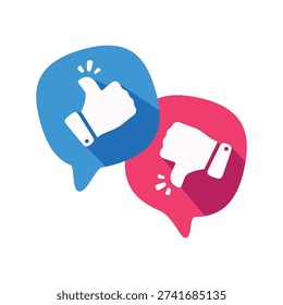Iconos de Me Gusta y No Me Gusta con Burbujas de Discurso Símbolos de Comentarios Positivos y Negativos