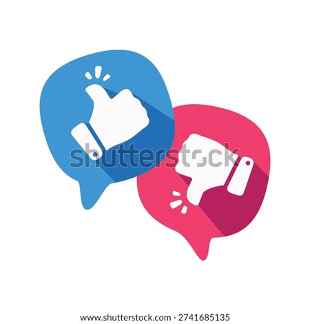 Like and Dislike Icons with Speech Bubbles Positive and Negative Feedback Symbols