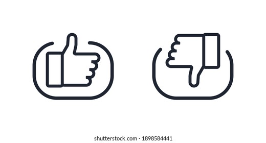 Like and dislike icons. Thumb up and down vector icons. Line design. Vector illustration