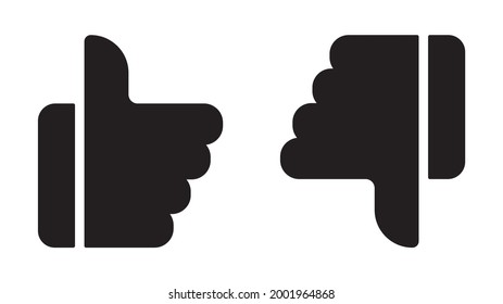 Like and dislike icons, thumb up and thumb down. Vector illustration