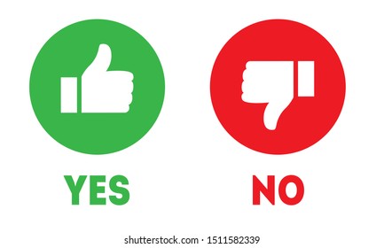 Like And Dislike Icons. Thumbs Up And Thumbs Down Symbols. Yes Or No Choice 