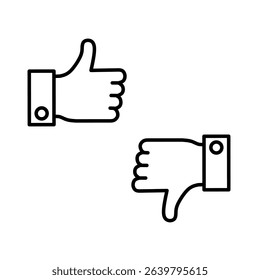 like and dislike icons. thumbs up and thumbs down icons on white background