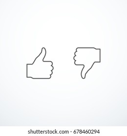 Like and dislike icons. Thumbs up and thumbs down icons.