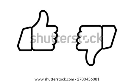 Like and dislike Icons. Thumbs up and down outline symbols. Vector Set.
