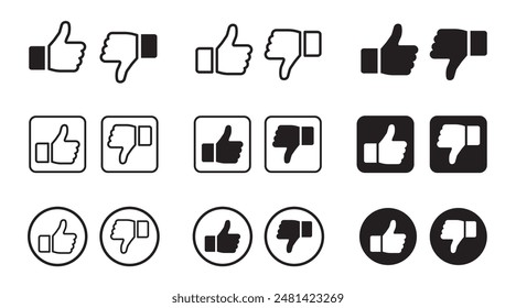 Like and Dislike Icons transparent vector, for feedback, review, recommend on social media marketing, ad, blog , ui, ux, app. Like and Dislike button sign. Thumbs up and thumbs down icon