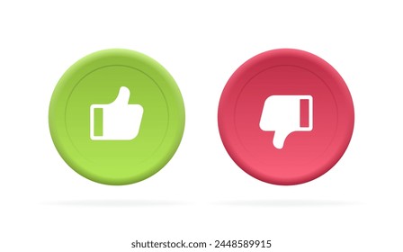 Like and Dislike label with thumb up and thumb down. Design concept for social media, marketing, ui, ux, app and web. 3d style vector illustration.