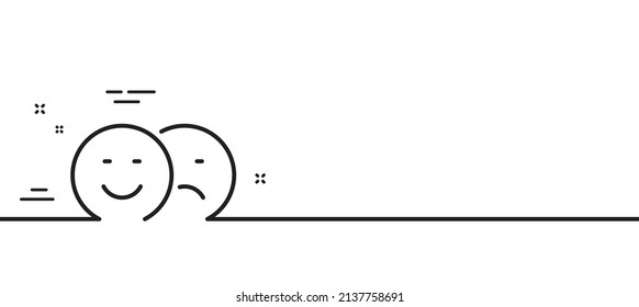 Like and dislike line icon. Smile sign. Social media feedback symbol. Minimal line illustration background. Like line icon pattern banner. White web template concept. Vector