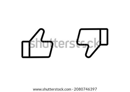 Like and dislike linear icons. Thumb up, thumb down icon set. Vector illustration in line style on white background