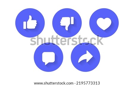Like, dislike, love, comment, and share icon vector. Social media elements