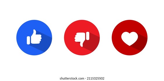 Like, Dislike and Love Icon Vector for Web or Mobile App