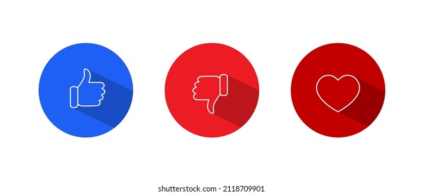 Like, Dislike and Love Icon Vector in Line Style