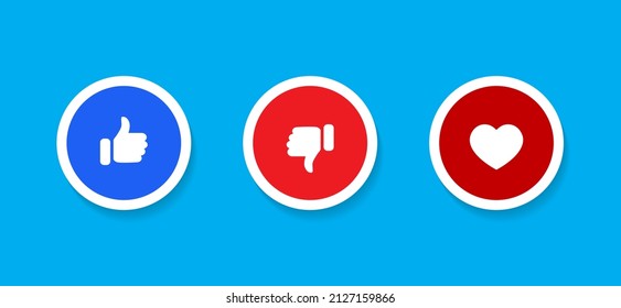 Like, Dislike and Love Icon Vector in Flat Style