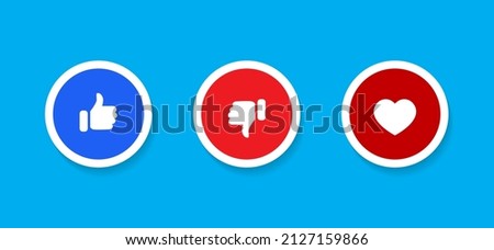 Like, Dislike and Love Icon Vector in Flat Style