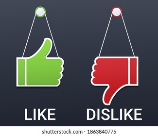 Like and dislike. Modern thumbs up and thumbs down. Illustration vector