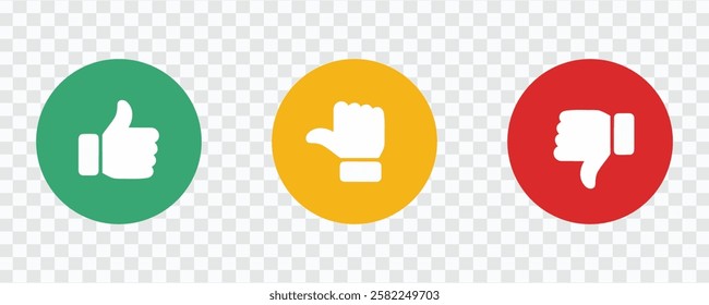 Like, Dislike and Neutral Thumb Icons | Feedback and Rating Symbol Set