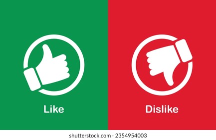 Like and Dislike Pictogram Collection. Thumb Up, Thumb Down Silhouette Icon Set. Good and Bad Button. Social Media Feedback Symbols, Best Choice Red and Green Sign. Isolated Vector Illustration.