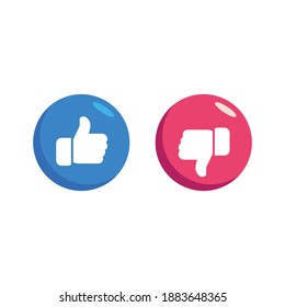 
like and dislike round buttons in flat design