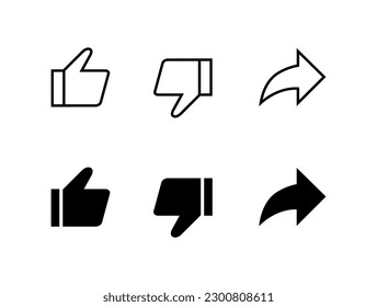 Like, dislike, and share icon vector. Youtube channel subscription elements
