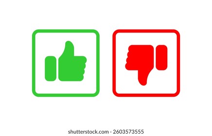 Like and dislike signs. Thumbs up and thumbs down. Flat style