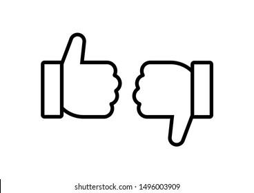 like and dislike symbol. Gesture of admiration. Hand thumb up. Showing direction, selection. vector illustration