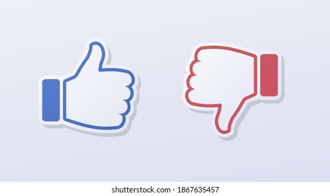 Like and dislike symbol Paper Cut Style