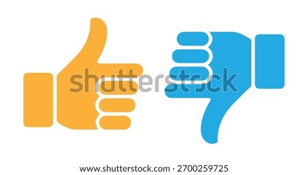 Like and dislike symbol vector — thumbs up thumbs down icons set for social media and app interface design