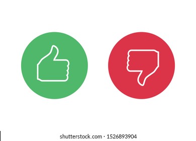 Like and dislike symbols. Thumbs up and thumbs down circle icons. Social media signs