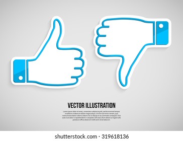 Like and Dislike symbols. Vector illustration.