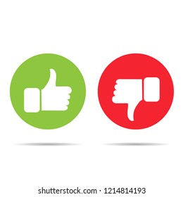 Like dislike thumb up and down isolated icon. Vector flat cartoon illustration