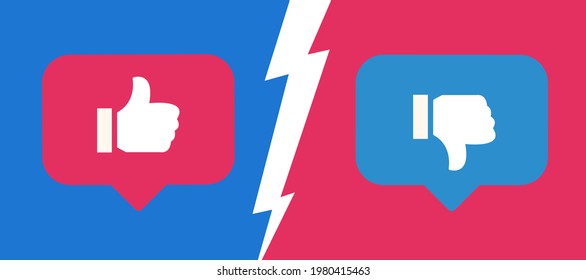 Me gusta y no me gusta. iconos hacia arriba y abajo. Vector Premium