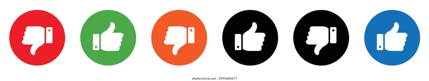 Like and dislike, thumbs up and thumbs down icons collection. Like and dislike icons buttons. Flat design. Vector illustration.
