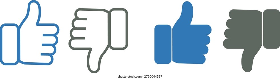 Like and Dislike Thumbs Up and Thumbs Down Icons Set Vector Illustration for Feedback Rating and Social Media