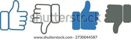 Like and Dislike Thumbs Up and Thumbs Down Icons Set Vector Illustration for Feedback Rating and Social Media