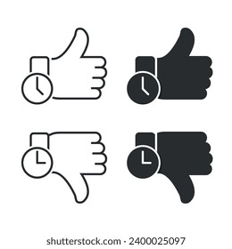 Like and dislike with time icon. Illustration vector