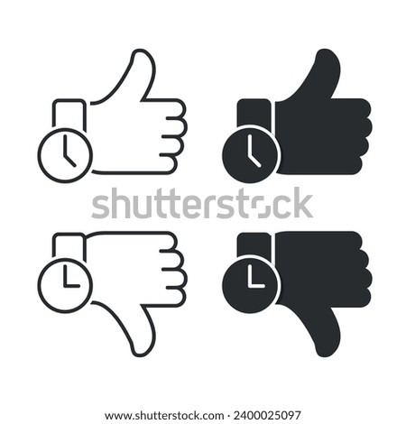 Like and dislike with time icon. Illustration vector