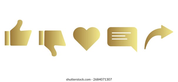 Guardar Me gusta, no me gusta, no me gusta, comentar, compartir, ver, mensaje, golpe, conjunto de iconos.