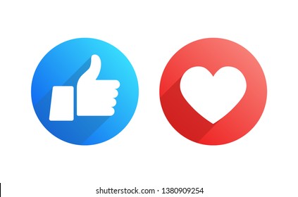 Like and Dislike Vector Flat Icons on White Background. Design Elements. 