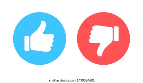 Like and Dislike vector flat Icons. Design Elements for smm, ad, marketing, ui, ux, app and more. Thumbs up and thumbs down circle emblems.