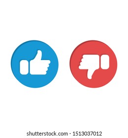 Like and Dislike vector flat Icons. Design Elements for smm, ad, marketing, ui, ux, app and more. Thumbs up and thumbs down circle emblems.