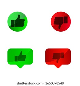 Like and Dislike vector flat Icons. Design Elements for smm, ad, marketing, ui, ux, app and more. Thumbs up and thumbs down emblems.
