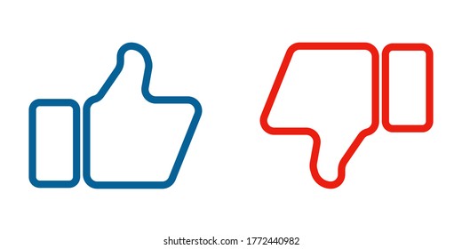 Like and Dislike Vector Flat Icons. Thumb up icon symbol. vector illustration