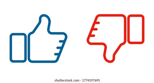 Me gusta y no le gustan los iconos planos vectores. Subir símbolo de icono. ilustración vectorial