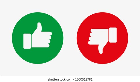 Like and dislike vector flat icons. Thumbs up and thumbs down symbol. 