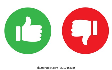 Like and Dislike vector flat Icons. Design Elements for smm, ad, marketing, ui, ux, app and more. Thumbs up and thumbs down circle emblems.
