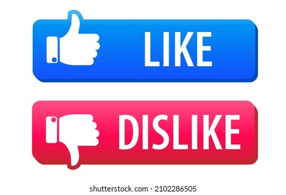 Like and Dislike Vector Flat Icons on White Background. Design Elements for SMM, CEO, APP, UI, UX, Marketing, Business, Advertisement, Digital Network
